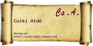 Csiki Aldó névjegykártya